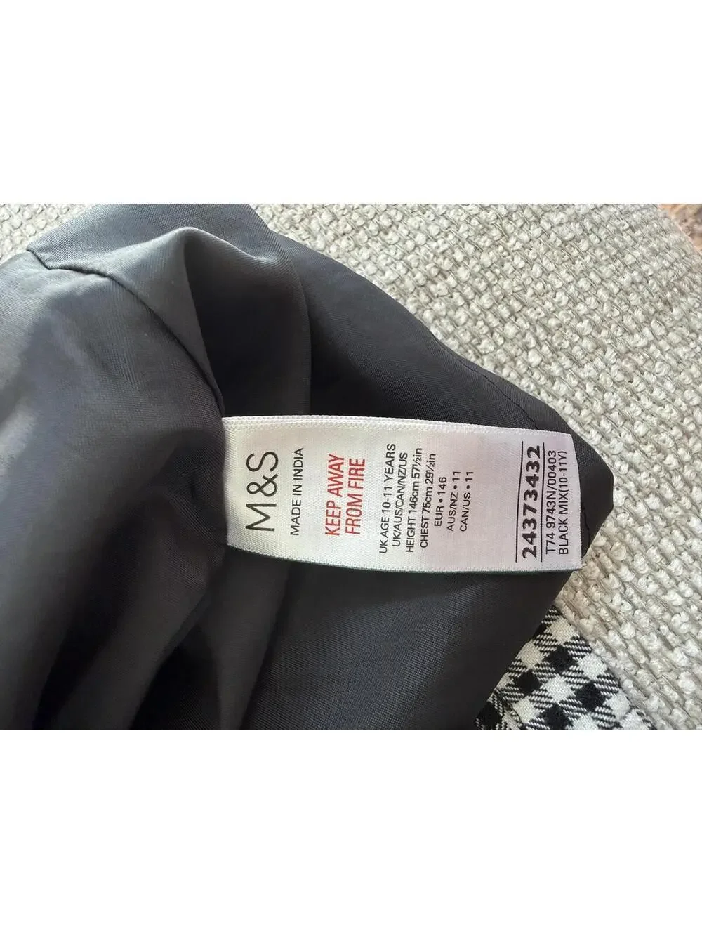 M&S Black White Gingham Pinafore Dress Size 10-11 Years Adjustable Straps